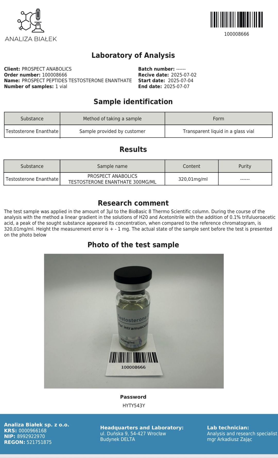 Test E 300 - Prospect Anabolics