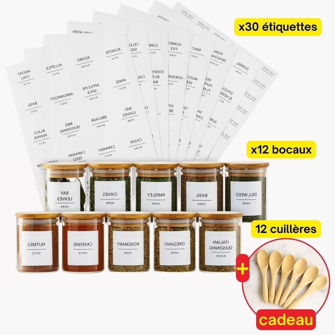 lot de 12 bocaux en verre avec couvercle hermétique 