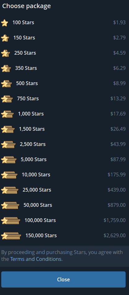 Telegram Stars 