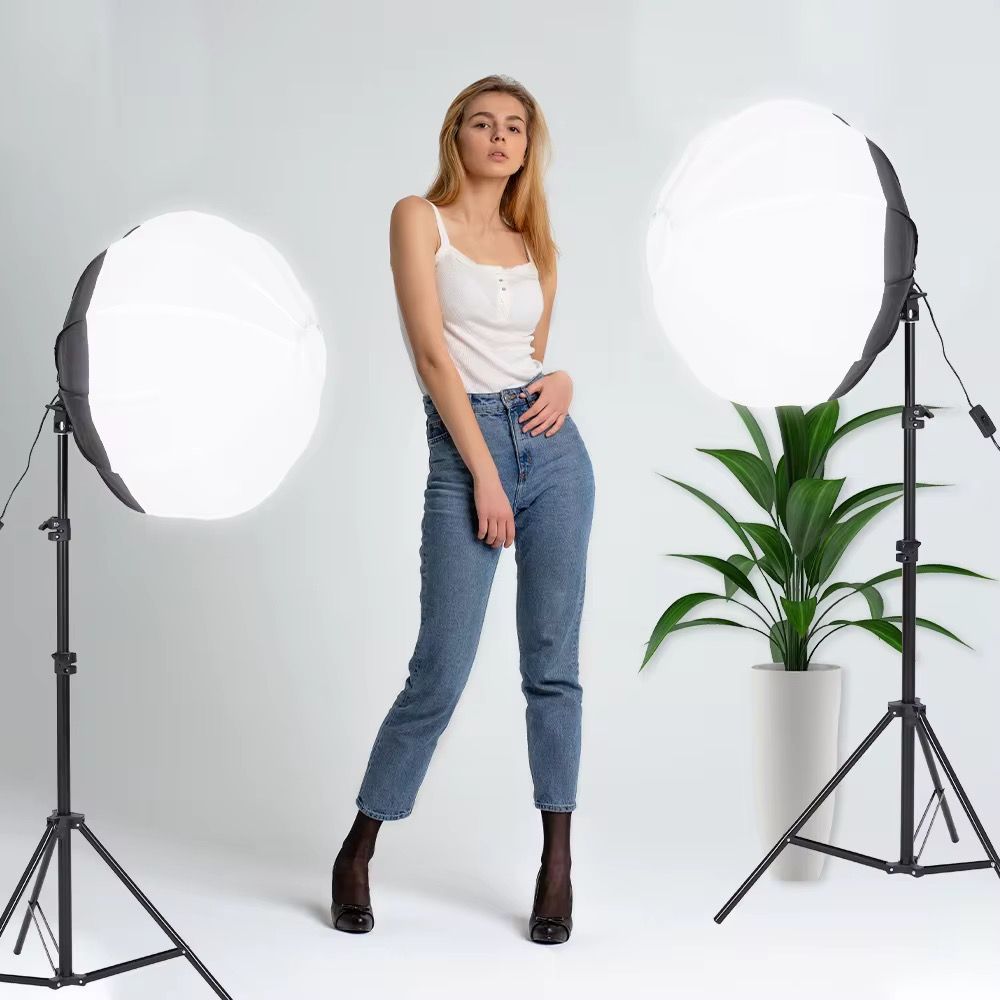 Factory Supplier 65cm plastic Softbox Soft Light Modifier Foldable Portable Ball Shape Lantern Softbox for Strobe Flash Light