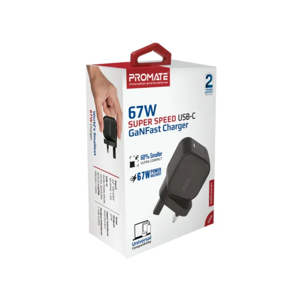 Promate Gancube-67 67W Super-Speed USB-C Ganfast Charger
