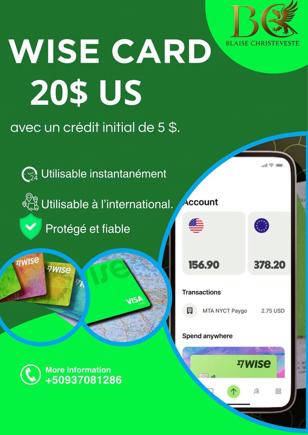 Creation compte wise(carte visa)