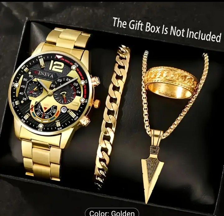 Watch with necklace bracelet and ring 