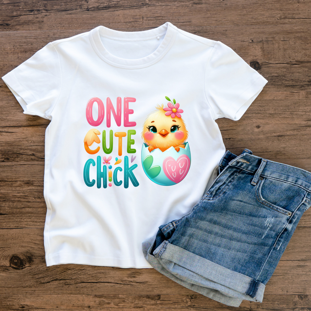 "One Cute Chick" First Birthday T-Shirt – Adorable Chick Tee for Baby Girls