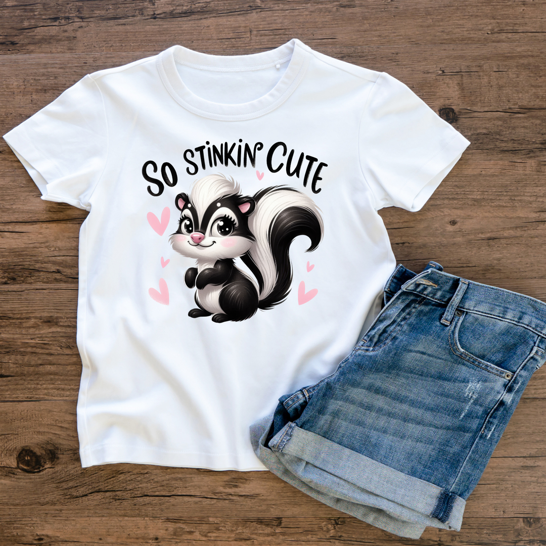 “So Stinkin’ Cute” Skunk T-Shirt – Adorable Animal Tee for Babies & Toddlers
