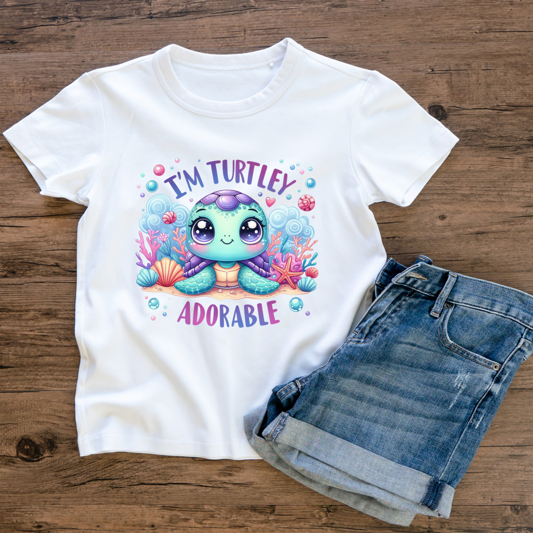 “I’m Turtley Adorable” Sea Turtle T-Shirt – Cute Ocean Animal Tee for Toddlers & Kids