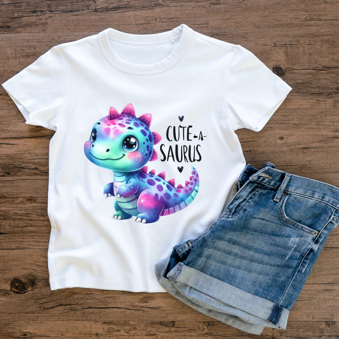 “Cute-a-Saurus” Dinosaur T-Shirt – Adorable Dino Tee for Toddlers & Kids