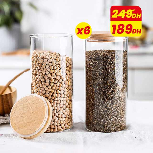 Lot de 6 Bocaux Hermétique avec Couvercle 900ml