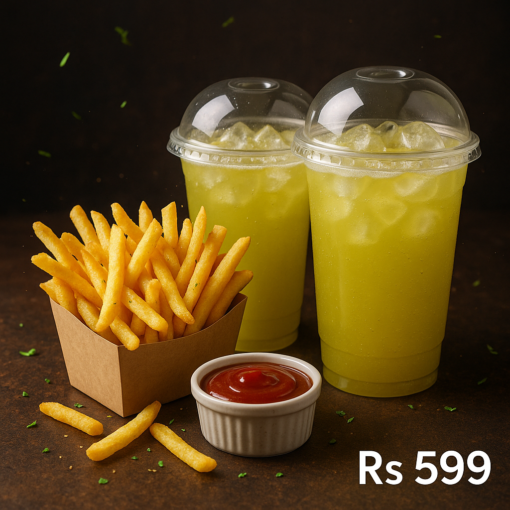 Double Chill Deal – LKR 599 | 2 Sugarcane Juices (330ml each) ✅ 1 Portion of French Fries with ketchup