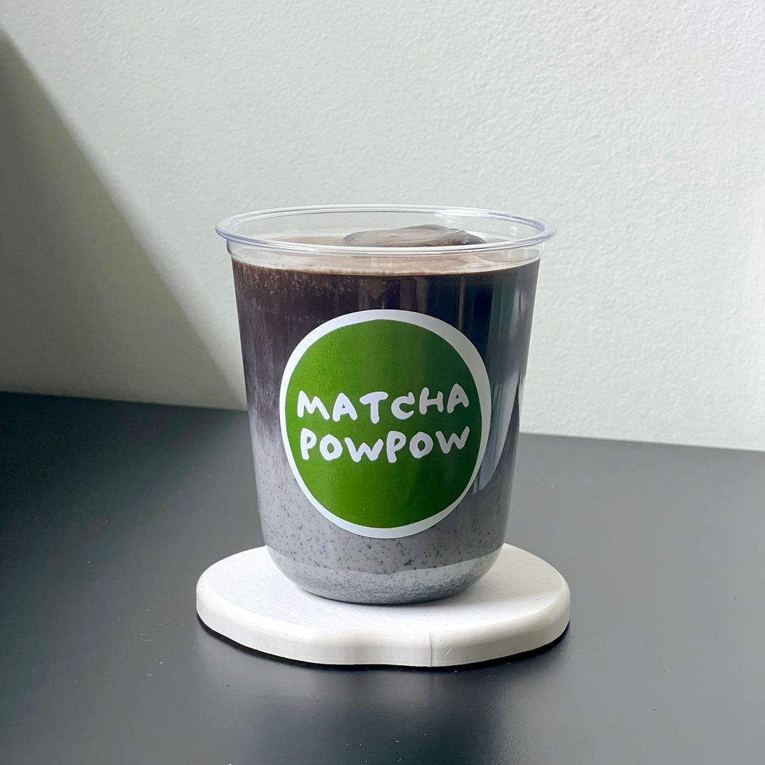 Iced Black Sesame Hojicha Oatmilk Latte