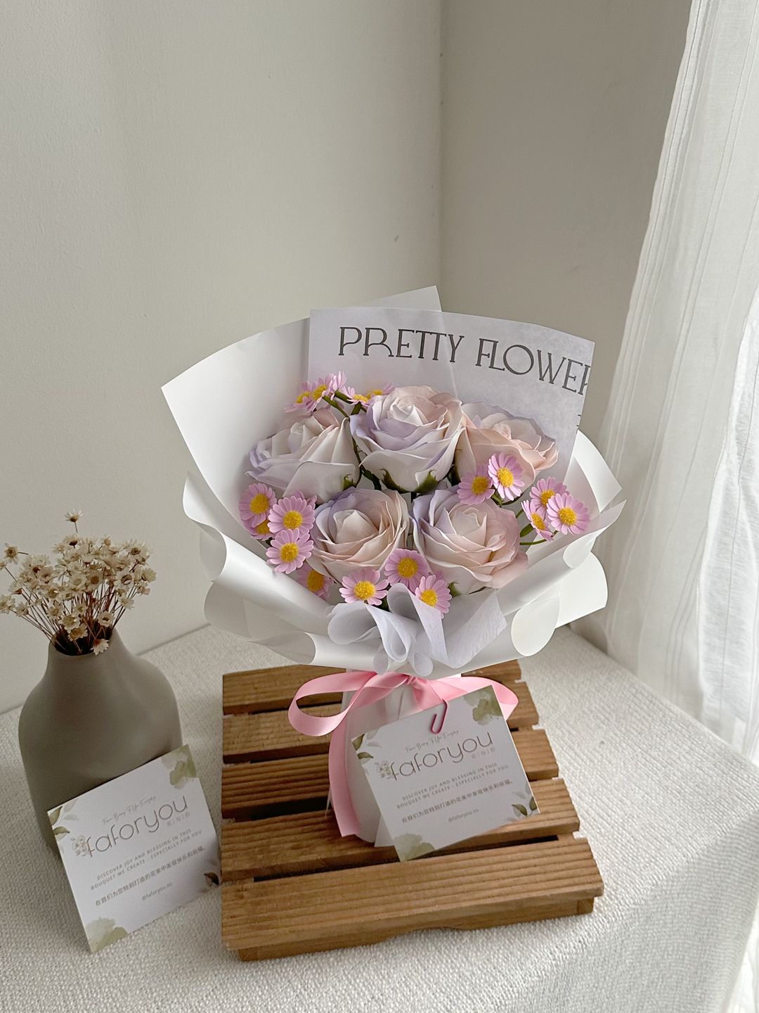 5 Stalk Soap Rose Daisy Bouquet  