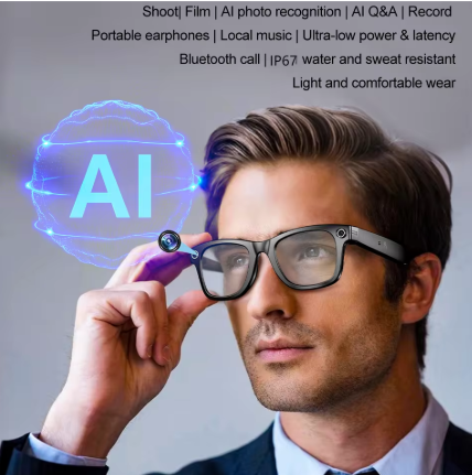 Lunettes intelligentes de traduction AI Bluetooth pour hommes et femmes, avec 140 langues, casque avec haut-parleur, lunettes d'appareil photo pour réunion de voyage,lunette camera