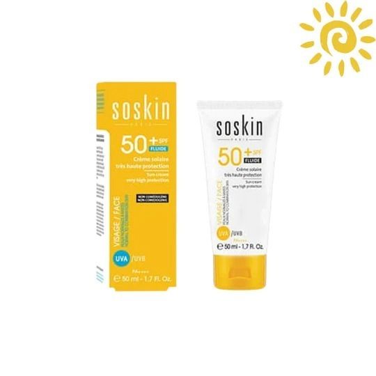 soskin Sun Cream Very High Protection Spf 50+ 1+1 Free - 50ml | سوسكن كريم واقي شمسي بحماية عالية جداً spf 50 + قطعة مجاناً - 50 + 50 مل