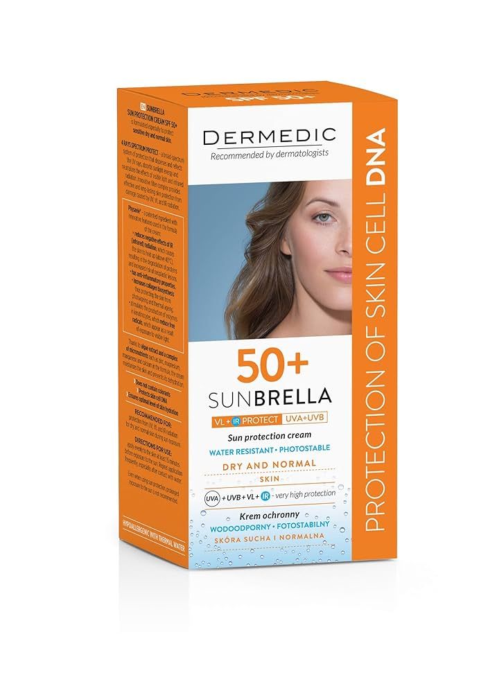 DERMEDIC SUNBRELLA ULTRA-LIGHT SPF 50+ FLUID OILY AND COMBINATION SKIN, 40 ML 1+1 Free 40 ML ديرمدك واقي شمس فلود للبشرة الدهنية والمختلطة 