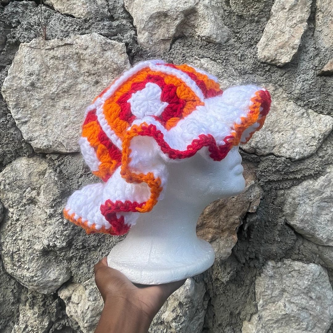 Granny Square Ruffle Hat
