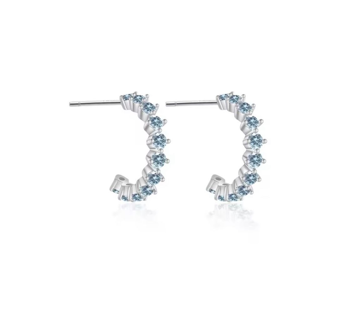 Baby blue shiny hoops