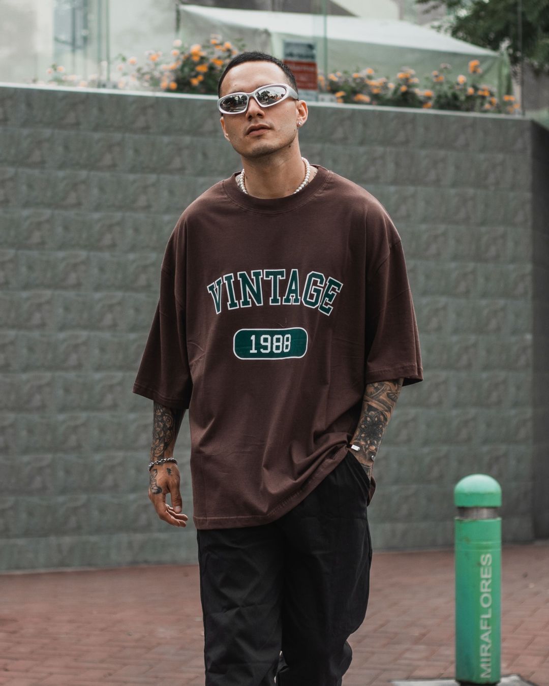 polo overzise vintage marron