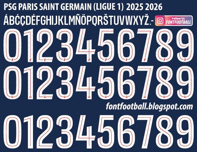 Font Vector PSG Paris Saint Germain Ligue 1 2025 2026 kit
