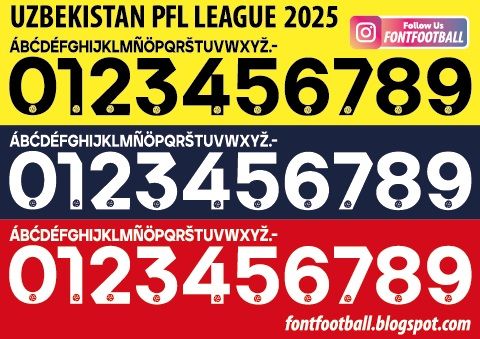 Font Vector Uzbekistan PFL Professional Football League 2025 kit