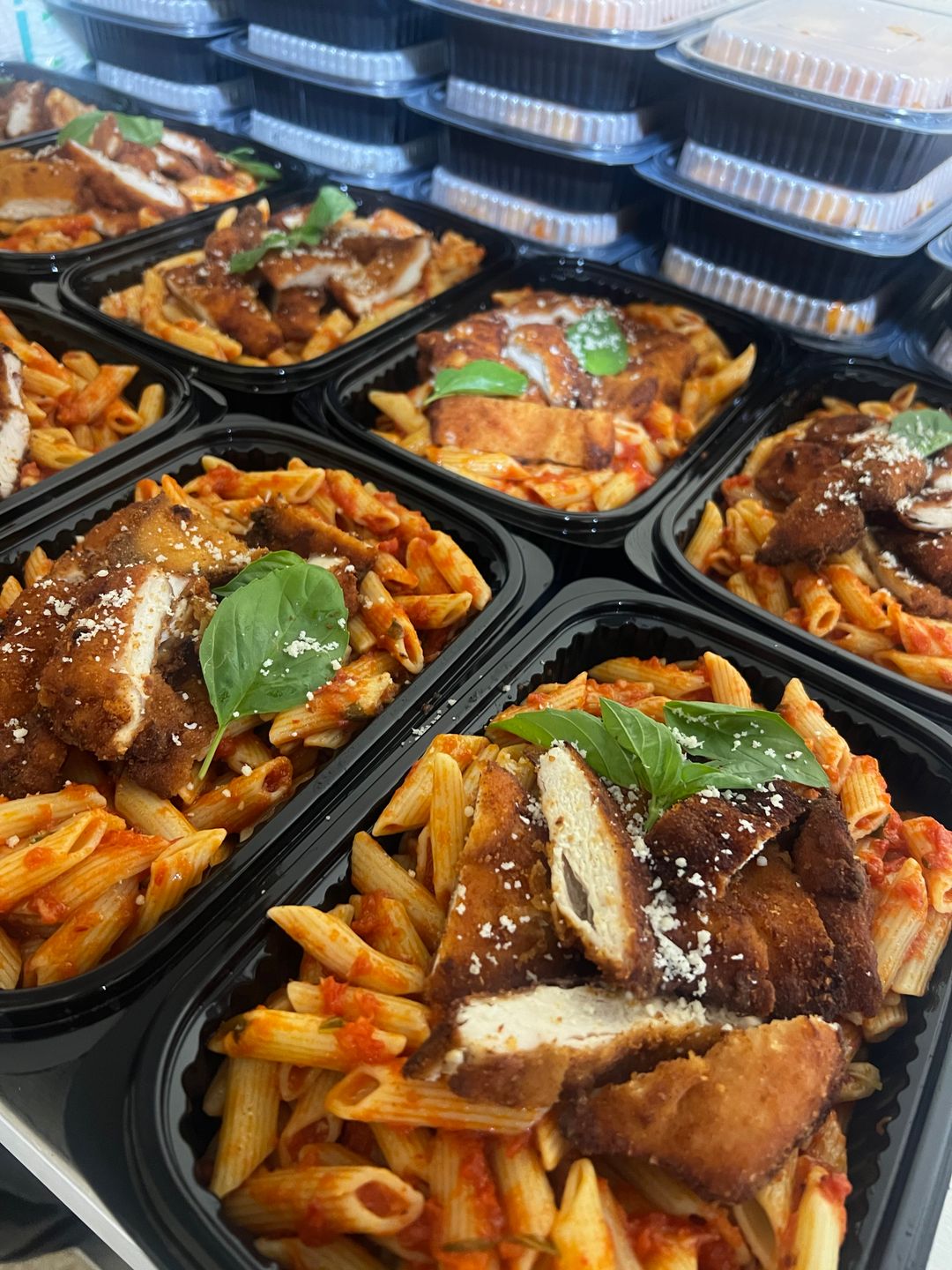 Penne arabiata with escalop
