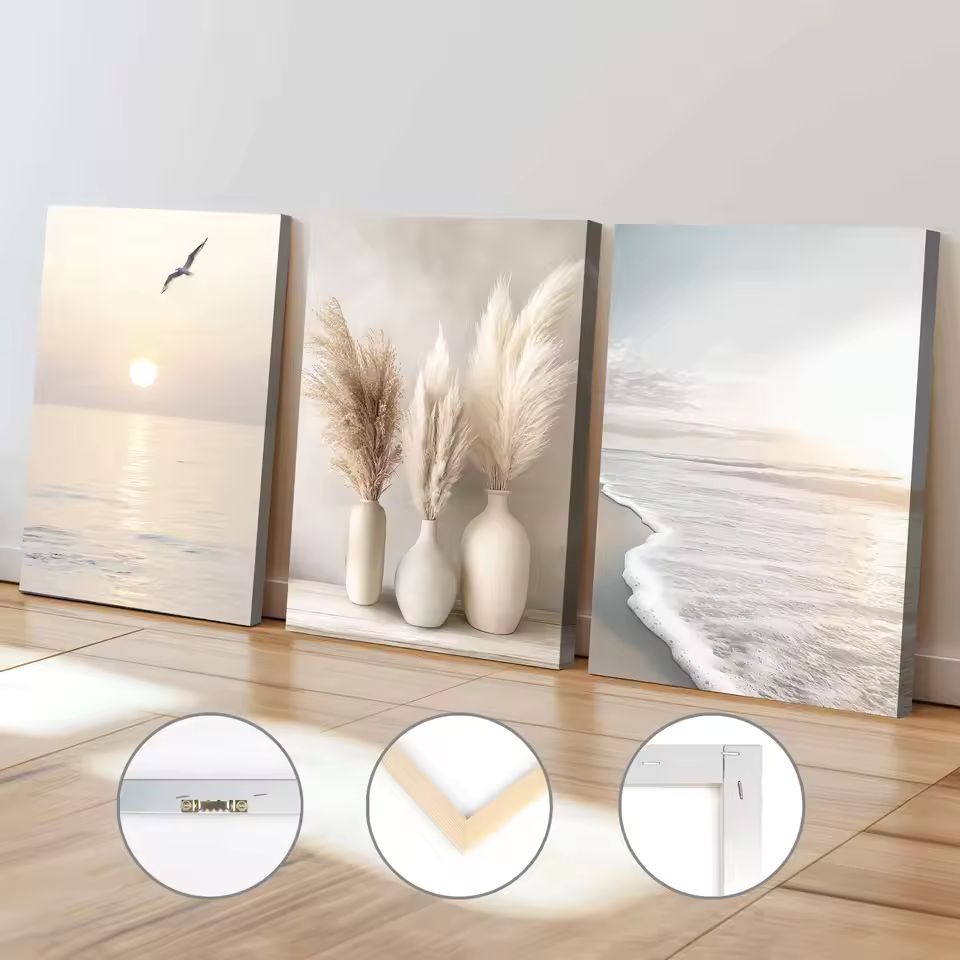 Home Decor Poster Summer Beach Landscape Framed Canvas ( Size (Inch): 30X40cm)