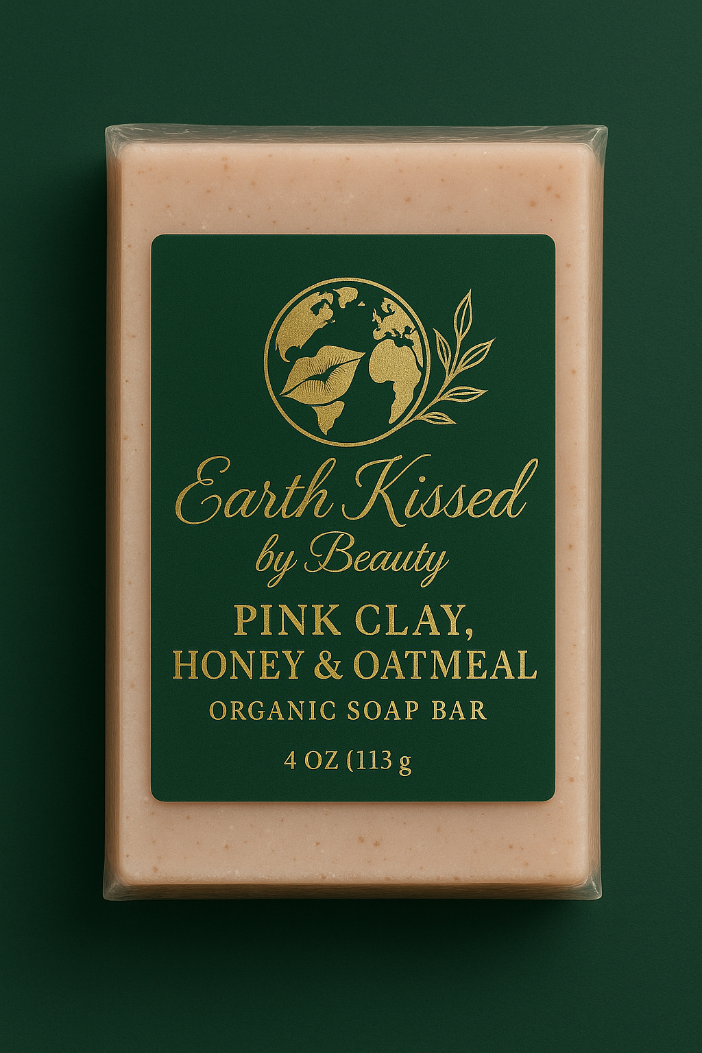 Earth Kissed by Beauty Pink Clay , Honey & Oatmeal Organic Soap Bar EPS 