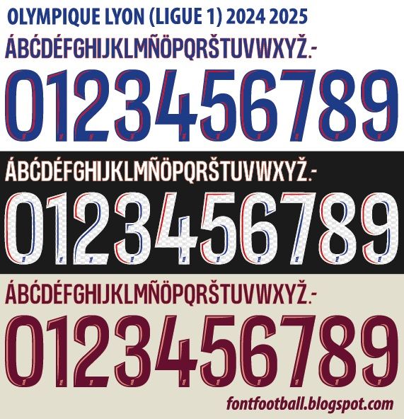 Font Vector Olympique Lyon Lyonnais Ligue 1 2024 2025 kit