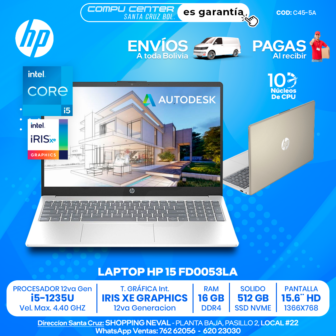 HP 15 FD0053LA / CORE i5 12Va Generación / 16 GB RAM