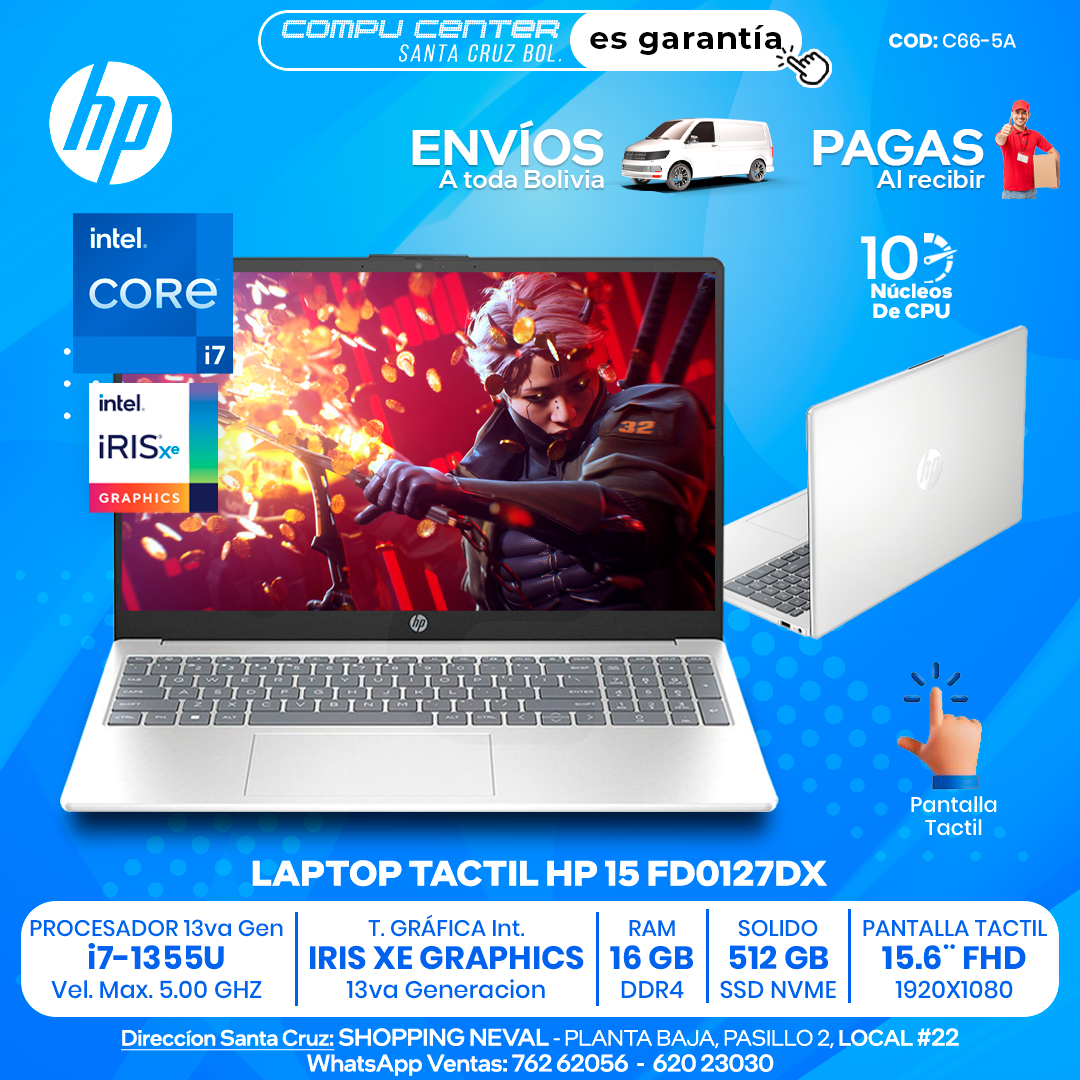 HP 15 FD0127DX / CORE i7 13Va Generación / 16 GB RAM / PANTALLA TACTIL