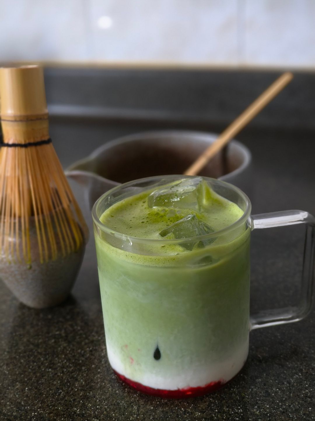 Iced Raspberry Jam Matcha Latte