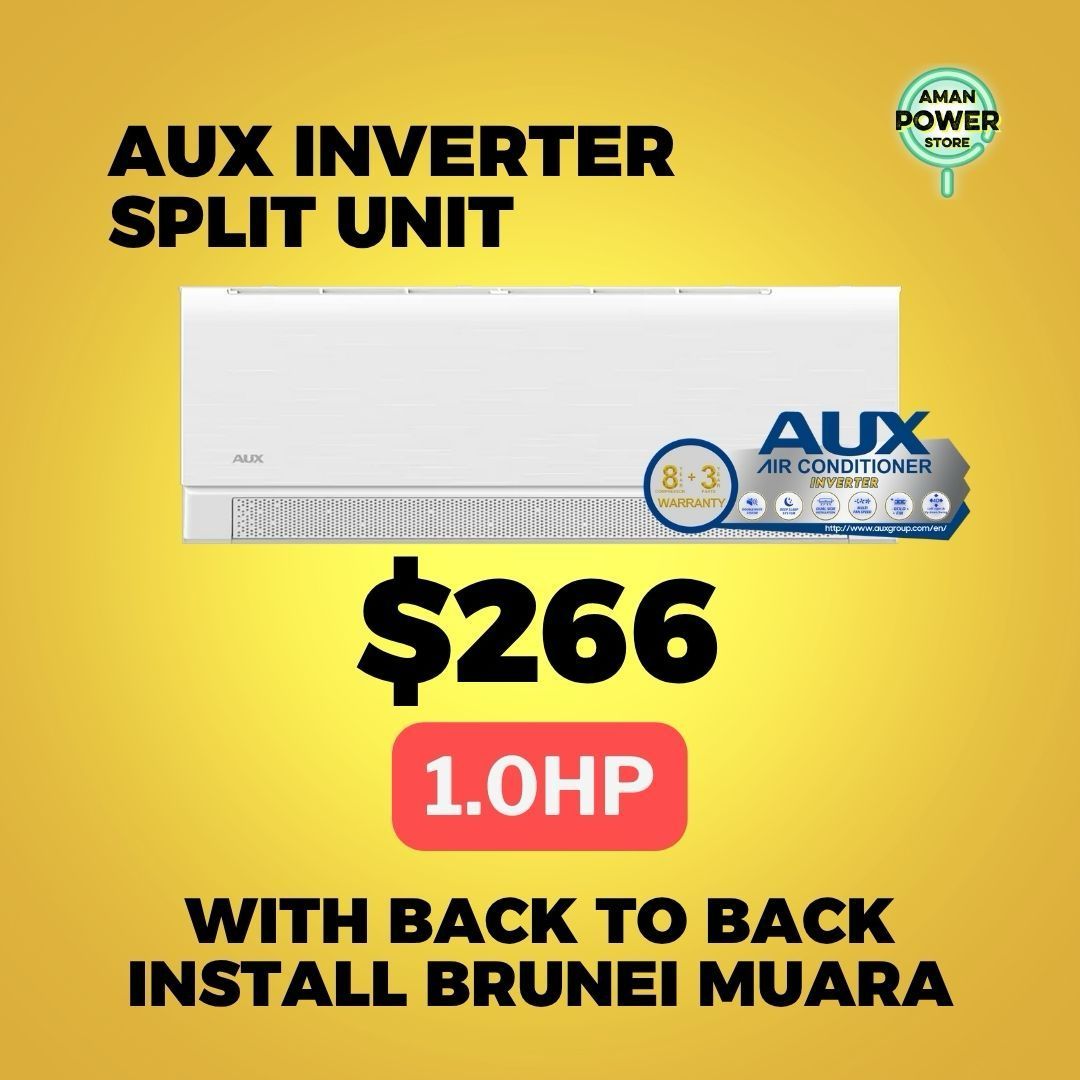 AUX 1HP INVERTER SPLIT UNIT WITH BACK TO BACK INSTALLATION BRUNEI MUARA