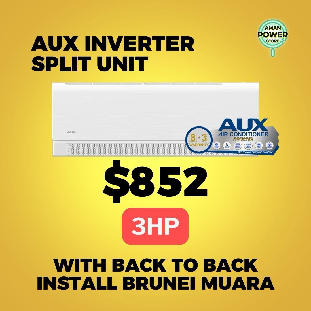 AUX 3HP INVERTER SPLIT UNIT WITH BACK TO BACK INSTALLATION BRUNEI MUARA