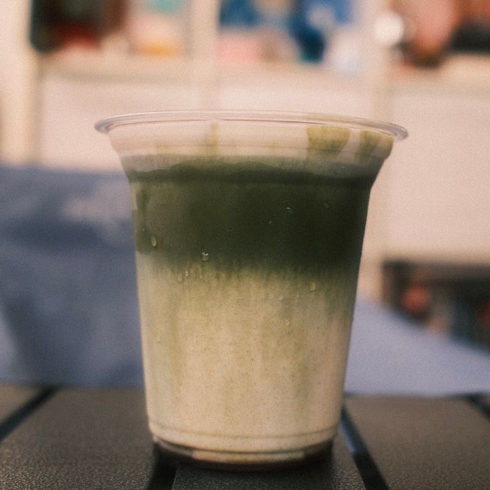 iced salted genmaicha latte