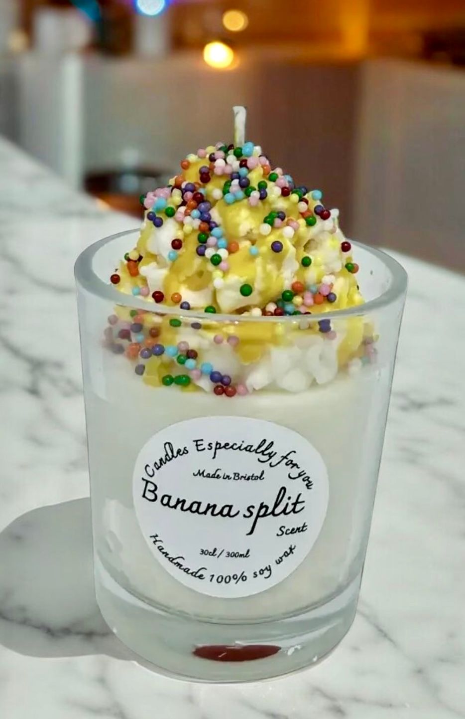 Banana split scented candle 