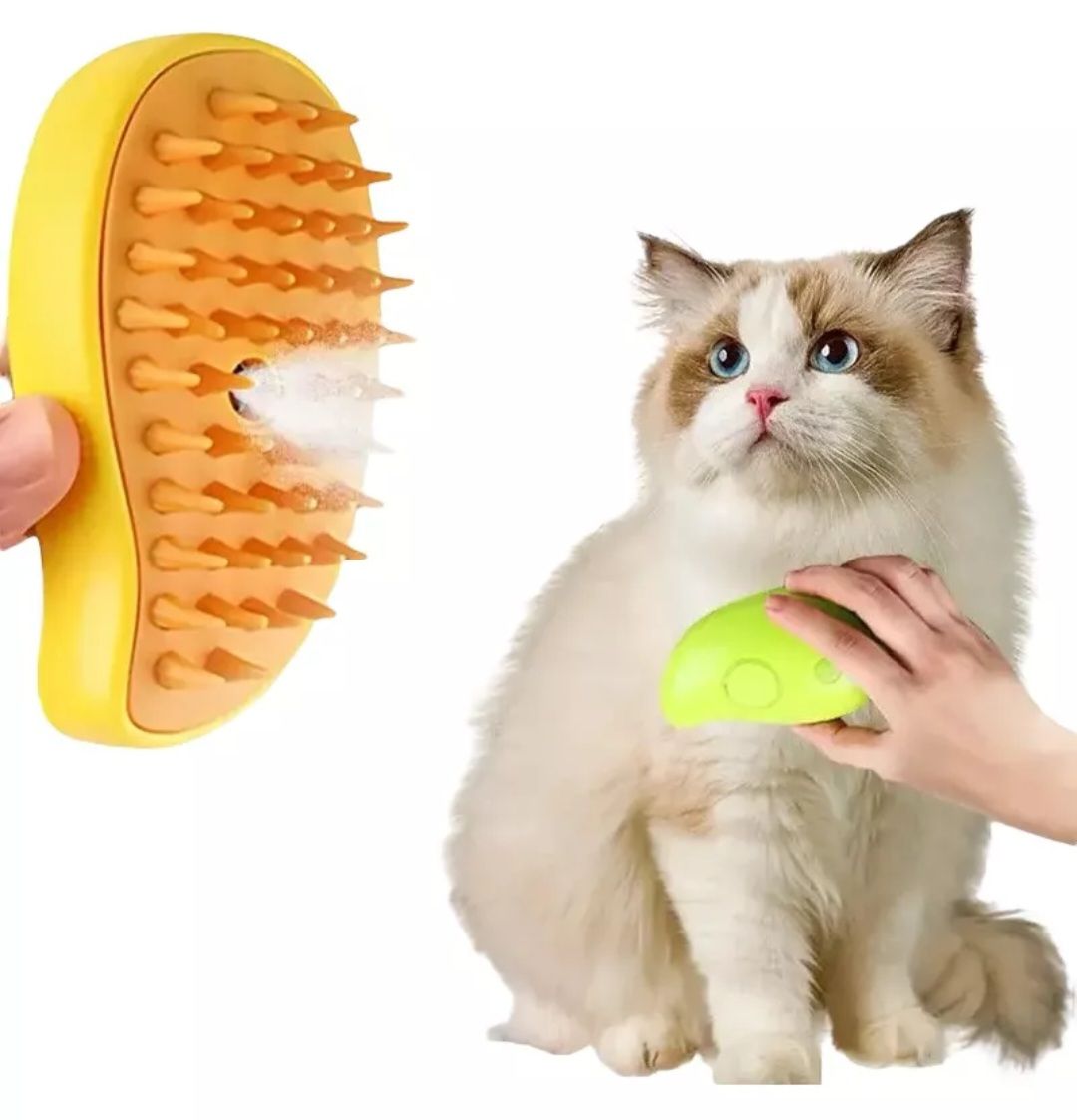 Cepillo Automático 3 en 1 para Gatos - Vapor, Cepillado y Masaje Relajante