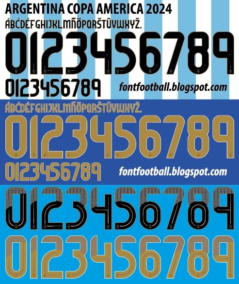 Font Vector Argentina Copa America 2024 Shirt