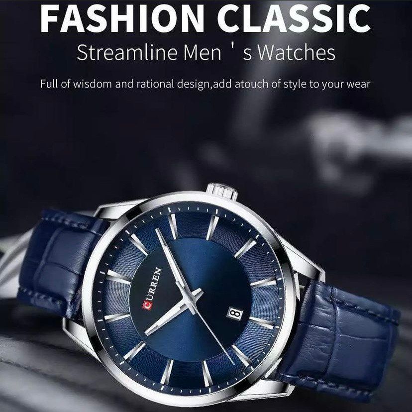Montre Curren 8365 en cuir Bleu