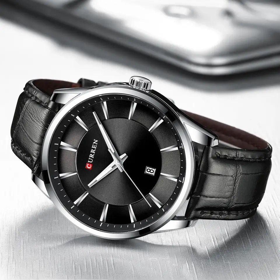 Montre Curren 8365 en cuir Noir