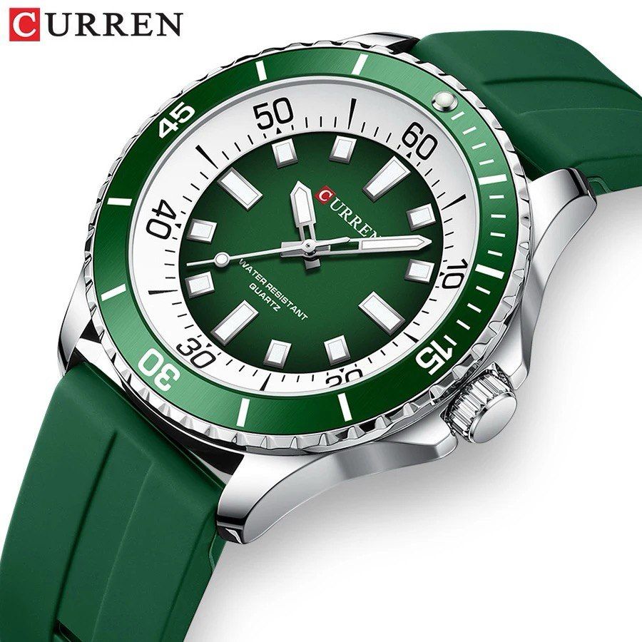 Montre Curren 8448 En Silicone Vert
