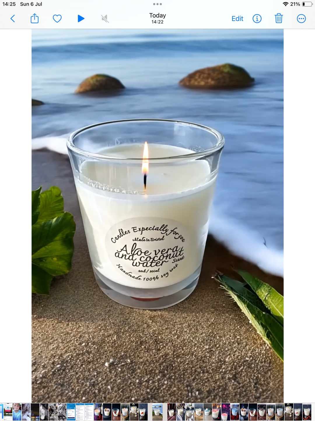 Aloe Vera & coconut water scented candle 