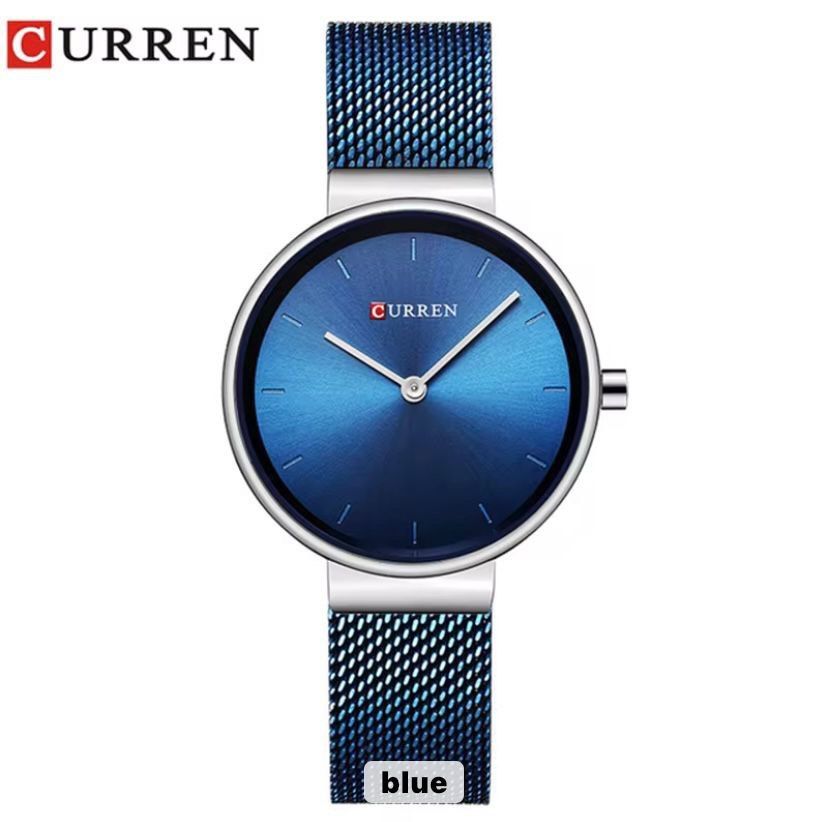 Montre Curren 9016 En Maille Milanaise Acier Bleu