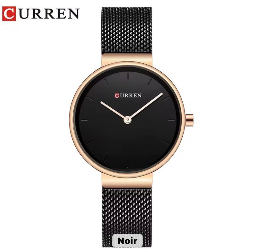 Montre Curren 9016 En Maille Milanaise Acier Noir