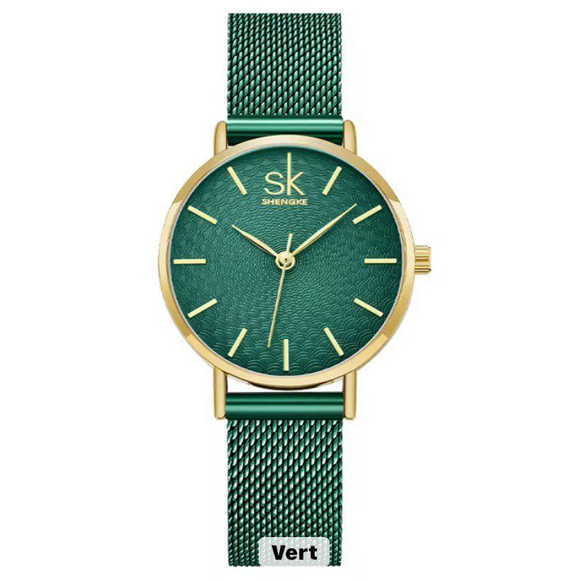 Montre Shengke(Sk) K0006 En Maille Milanaise Vert