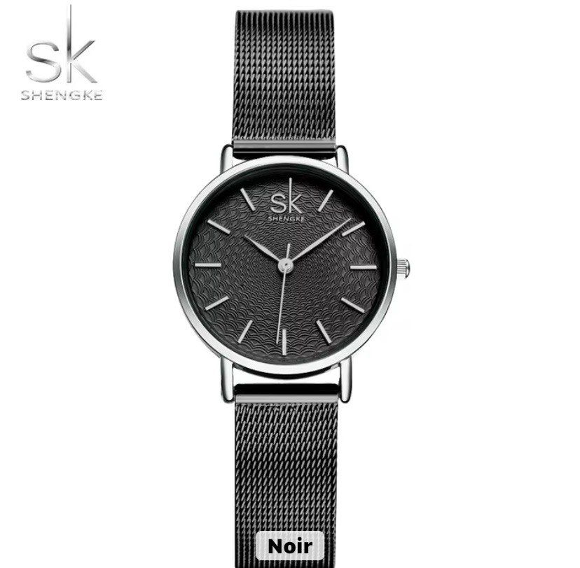 Montre Shengke(Sk) K0006 En Maille Milanaise Noir