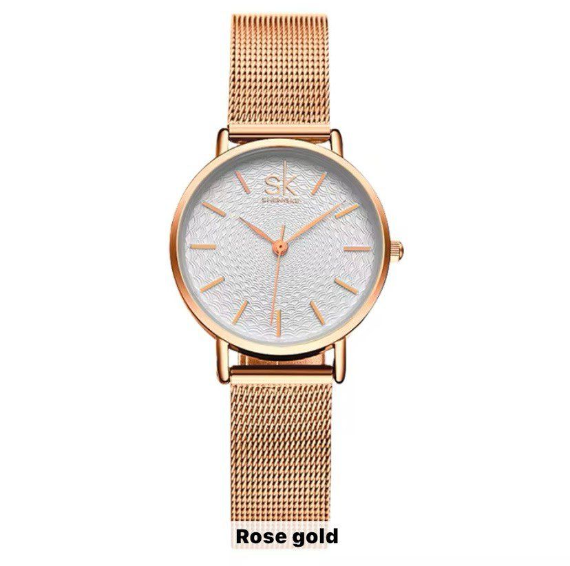 Montre Shengke(Sk) K0006 En Maille Milanaise Dorée Fond Blanc