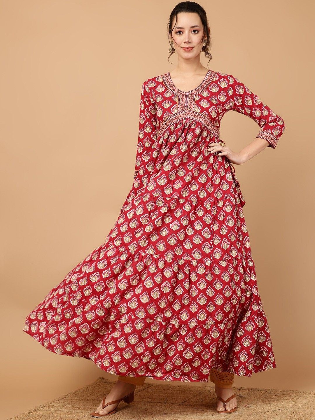 Women Ethnic Motifs Work Floral Anarkali Dress