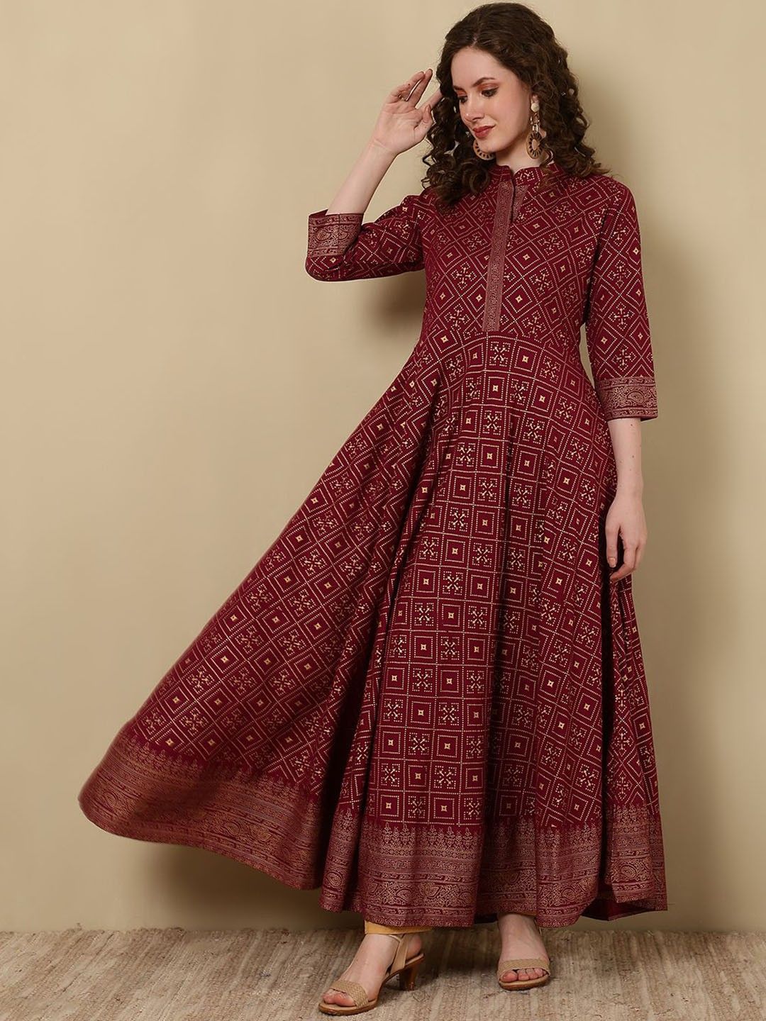 Women Ethnic Motifs Work Floral Anarkali Dress
