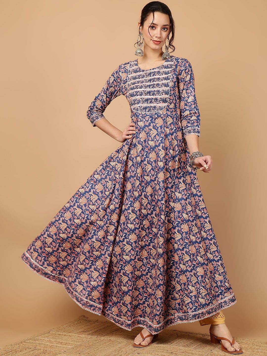 Women Ethnic Motifs Work Floral Anarkali Dress