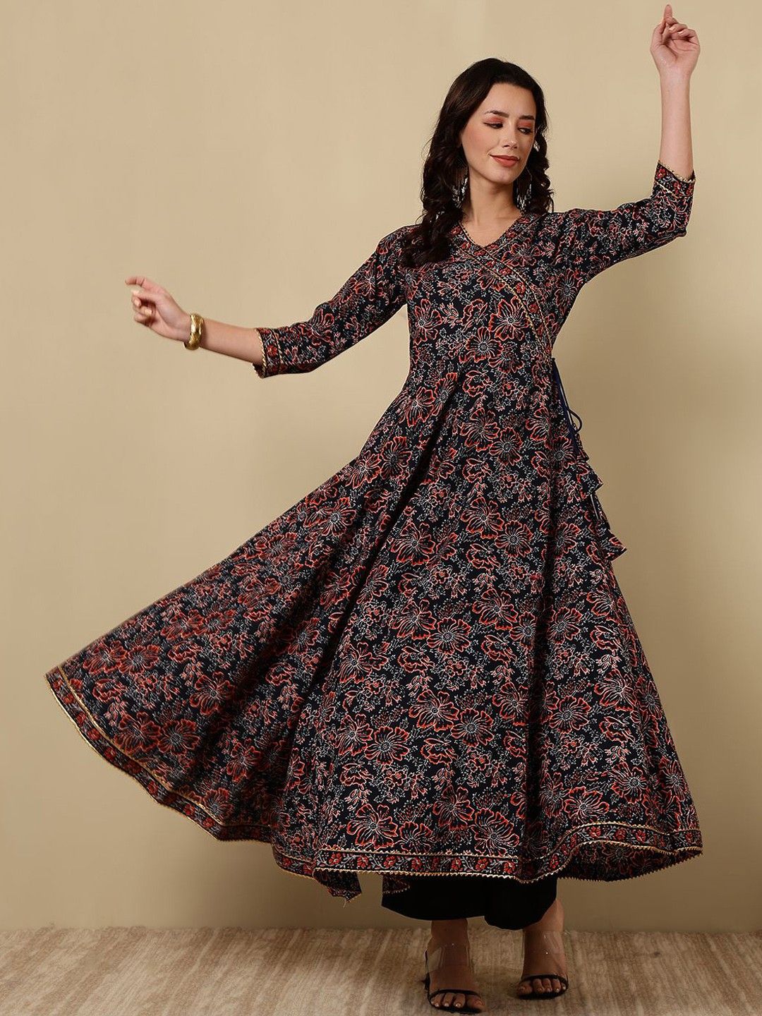 Women Ethnic Motifs Work Floral Anarkali Dress
