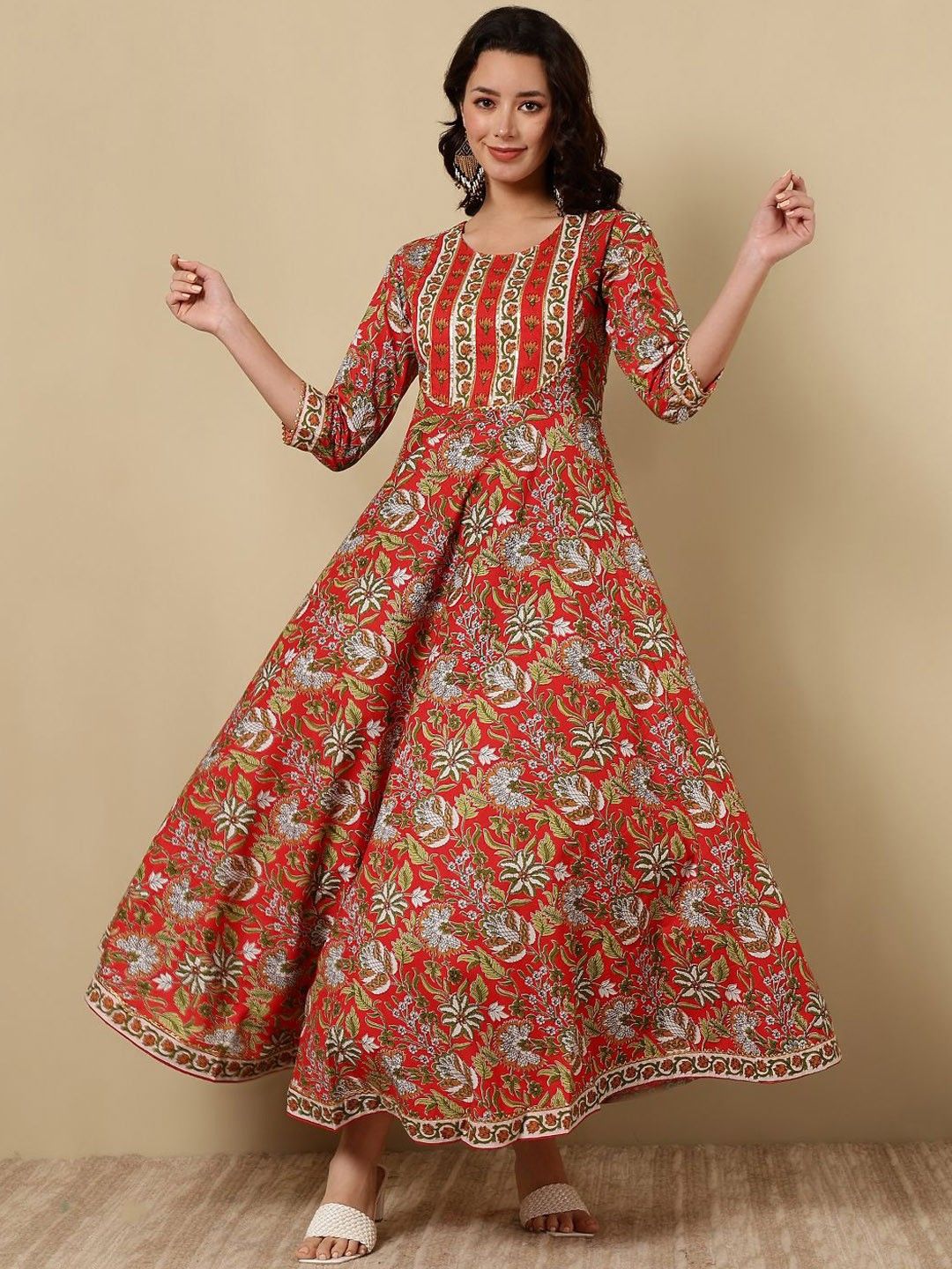 Women Ethnic Motifs Work Floral Anarkali Dress